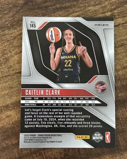 2024 Panini WNBA Prizm Basketball Caitlin Clark #145 Silver Prizm RC - Image 2