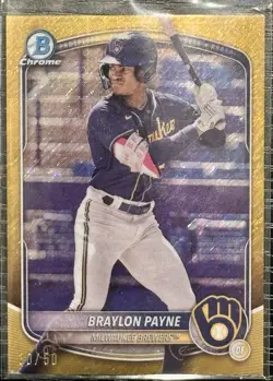 2025 Bowman Chrome Braylon Payne Gold Shimmer 30/50 BCP-148 Brewers - Image 1