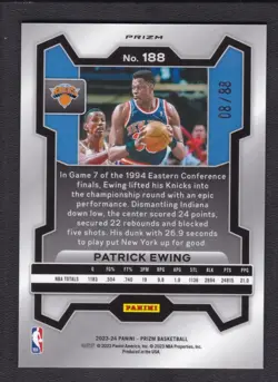 2023-24 PATRICK EWING 08/88 PANINI PRIZM WAVE GOLD PINK ORANGE - Image 2