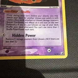 Pokemon TCG Unown N EX Unseen Forces N/28 Secret Holo Rare - Image 4