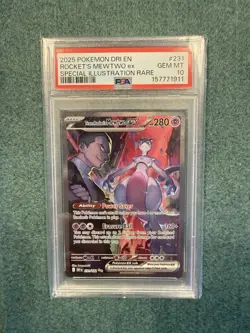 Pokemon TCG Destined Rivals Team Rocket's Mewtwo EX Sir 231/182 PSA 10 - Image 1