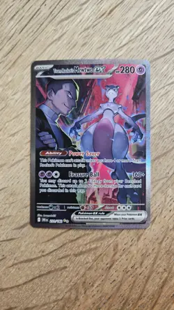 Pokemon TCG Destined Rivals Team Rocket's Mewtwo EX Full Art Card 231/182 - Image 1