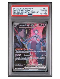 Pokemon TCG Team Rocket's Mewtwo ex 231/182 Destined Rivals Rare Holo PSA 10 - Image 1