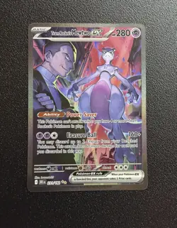 Pokemon TCG Destined Rivals Team Rocket's Mewtwo EX Full Art Card 231/182 NM - Image 1