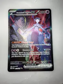 Pokemon TCG Team Rocket's Mewtwo EX 231/182 Destined Rivals SIR (DAMAGED) - Image 1