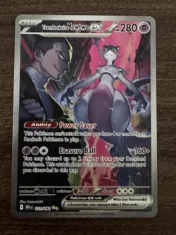 Pokemon TCG Destined Rivals Team Rocket's Mewtwo EX Full Art Card 231/182 NM - Image 1