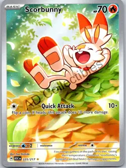 Scorbunny 225/217 Illustration Rare Ascended Heroes Pokemon Holo Near Mint - Image 1