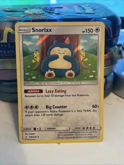 Snorlax 158/214 Unbroken Bonds Rare Holo Pokemon TCG Card LP ft. Pikachu - Image 1