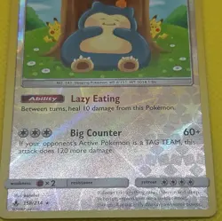 Snorlax 158/214 Holo Rare Unbroken Bonds Pokemon Reverse Holo Near Mint - Image 5