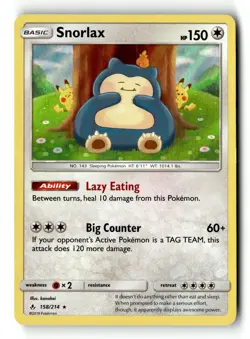 Pokemon Card Snorlax Holo LP SM - Unbroken Bonds 158/214 - Image 1