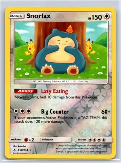 Snorlax 158/214 Holo Rare Unbroken Bonds Pokemon Reverse Holo NM/M - Image 1