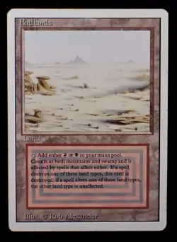 1994 Magic The Gathering MTG Badlands Revised Edition Dual Land Card LP - Image 1