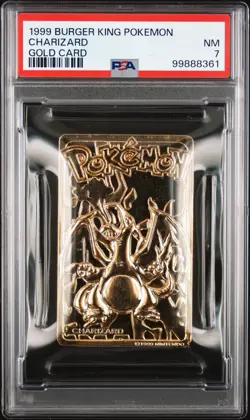 1999 BURGER KING POKEMON GOLD CARDS CHARIZARD PSA 7 - Image 1