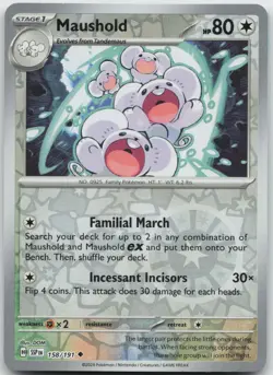 Maushold 158/191 Uncommon Surging Sparks Pokemon Reverse Holo Near Mint - Image 1