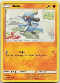 Riolu 102/214 Common Unbroken Bonds Pokemon Near Mint - Image 1