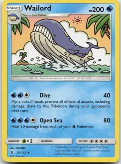 Wailord 30/145 Rare Guardians Rising Pokemon Near Mint - Image 1