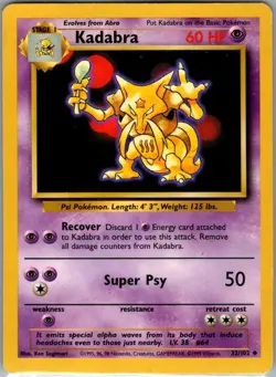 Kadabra 32/102 Non Holo Base Set - Pokemon Card - LP - Image 1
