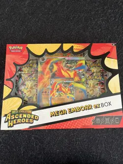 Pokemon TCG: Mega Evolution—Ascended Heroes Mega Emboar ex Box - New Sealed - Image 1