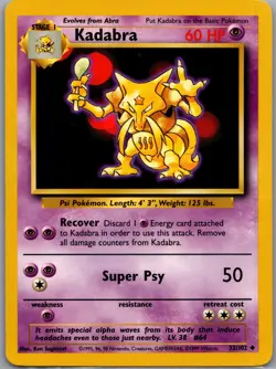 Kadabra 32/102 Non Holo Base Set - Pokemon Card - LP - Image 1