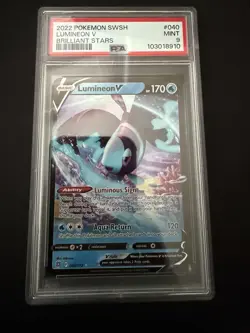 2022 POKEMON SWORD & SHIELD BRILLIANT STARS 040 LUMINEON V PSA MINT 9 - Image 1