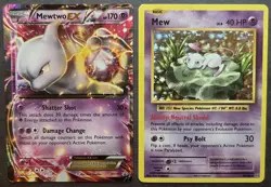 Mewtwo EX XY107 + Mew 53/108 Pokemon Cards – Lightly Played / Moderately Played - Image 1