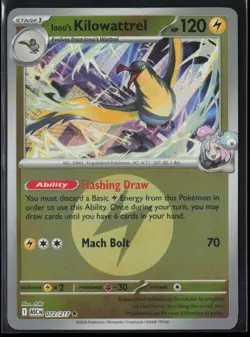 Iono's Kilowattrel Energy Symbol 072/217 Ascended Heroes Pokemon Card NM - Image 1