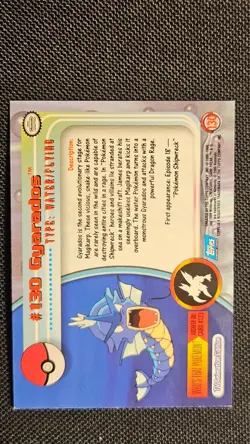 2000 Topps Pokemon Series 3 Silver Foil #130 Gyarados TV Animation LP+ - Image 3