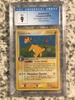 2005 Pokemon Unseen Forces Ampharos Reverse Holo 1 CGC 9 Mint - Image 3