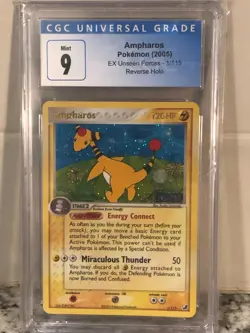 2005 Pokemon Unseen Forces Ampharos Reverse Holo 1 CGC 9 Mint - Image 5