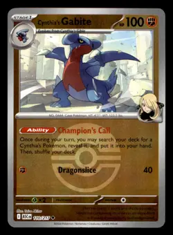 Cynthia's Gabite (Poke Ball) 110/217 Ascended Heroes Pokemon Reverse Holo NM - Image 1