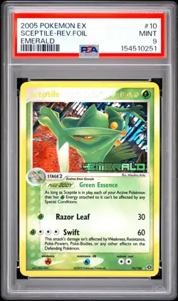 2005 POKEMON EX EMERALD #10 SCEPTILE-REVERSE FOIL PSA 9 - Image 1