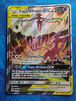 Espeon & Deoxys GX SM240 Tag Team Black Star Promo Jumbo Pokemon 2020 Mp - Image 1