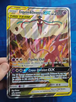 Espeon & Deoxys GX SM240 Tag Team Black Star Promo Jumbo Pokemon 2020 Mp - Image 2