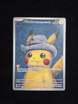 Grey Felt Hat Pikachu 2023 Pokemon Scarlet & Violet Van Gogh Promo #085 LP - Image 1