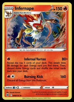 INFERNAPE - 026/172 Holo Rare Brilliant Stars Pokemon NM - Image 1