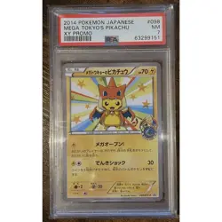 PSA 7 Mega Tokyo’s Pikachu 098/XY-P Center Opening Promo Pokemon Card Japanese - Image 1