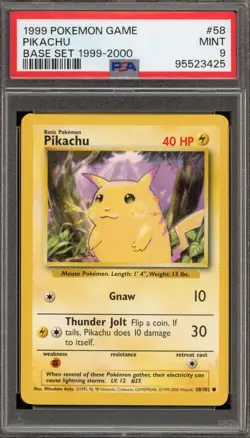 Pokemon Pikachu "4th Print" Base Unlimited 1999-2000 #58 PSA 9 Mint - Image 1