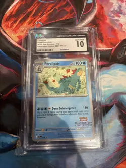 New POKEMON CGC 10 GEM MINT FERALIGATR ILLUSTRATION CONTEST WINNER 2024 #213 - Image 1