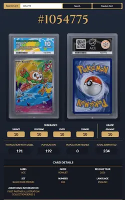 Pokemon First Partner Illustration Series 1 MEP 043 Rowlet Black Star Ace 10 - Image 3