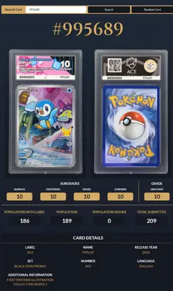 Pokemon First Partner Illustration Series 1 MEP 042 Piplup Black Star Ace 10 - Image 3