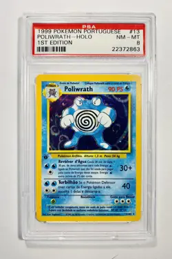 Pokemon Poliwrath Holo 1st Edition Base Portuguese Psa 8 #13 - Image 1