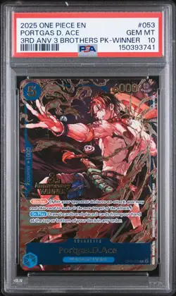 2025 ONE PIECE 3RD ANNIVERSARY TOURNAMENT 3 BROTHERS PACK PORTGAS D. ACE PSA 10 - Image 1