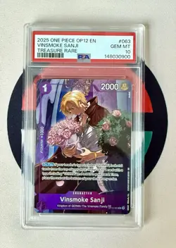 PSA 10 VINSMOKE SANJI ONE PIECE OP12 LEGACY OF THE MASTER TREASURE RARE OP10-063 - Image 3