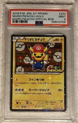 2016 POKEMON JPN XY PROMO HOLO-MARIO PIKACHU SPECIAL BOX MARIO PIKACHU PSA 9 - Image 1
