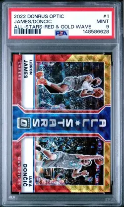 2022 DONRUSS OPTIC ALL-STARS LEBRON JAMES LUKA DONCIC 6/99 PSA 9 JRS MATCH 1/1 - Image 1