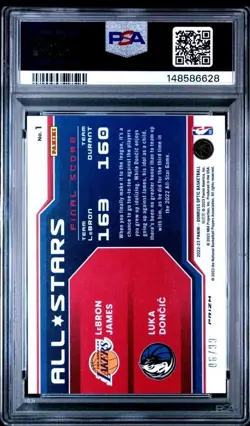 2022 DONRUSS OPTIC ALL-STARS LEBRON JAMES LUKA DONCIC 6/99 PSA 9 JRS MATCH 1/1 - Image 2