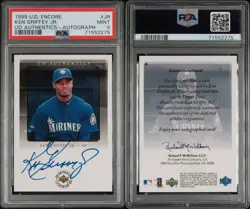 1999 Upper Deck Encore AUTHENTICS AUTO Ken Griffey Jr - SSP - PSA 9 (POP 13) - Image 3