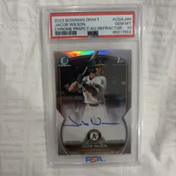 💎2023 Bowman Draft Jacob Wilson 1st Chrome Refractor PROSPECT AUTO /499 PSA 10 - Image 1