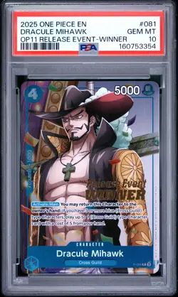 2025 ONE PIECE PROMOS #081 DRACULE MIHAWK PSA 10 - Image 1