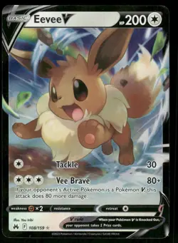 Pokemon Cards Eevee V 108/159 Holo Crown Zenith Holo V Rare NM - Image 1
